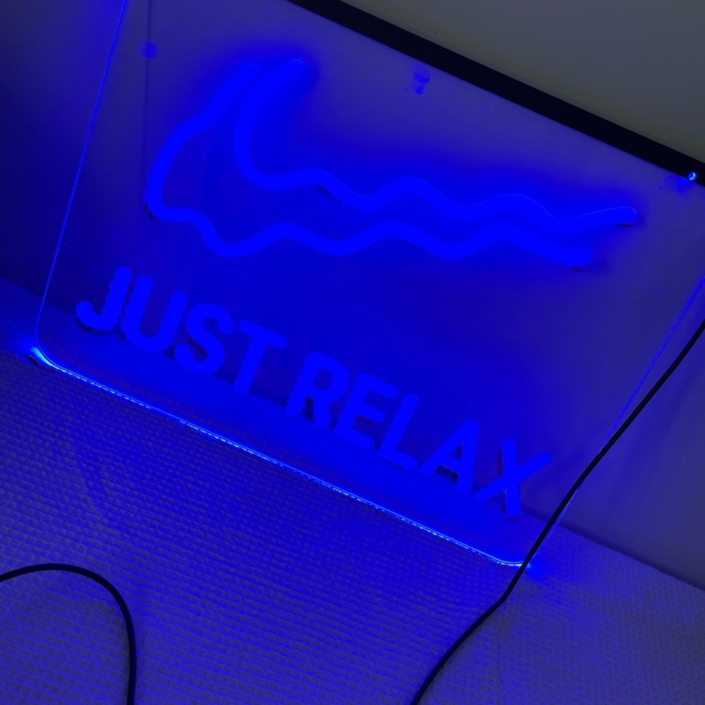 Blue Neon 'Just Relax' Sign 16” by 12” USB no block included adjustable bright - Picture 10 of 16